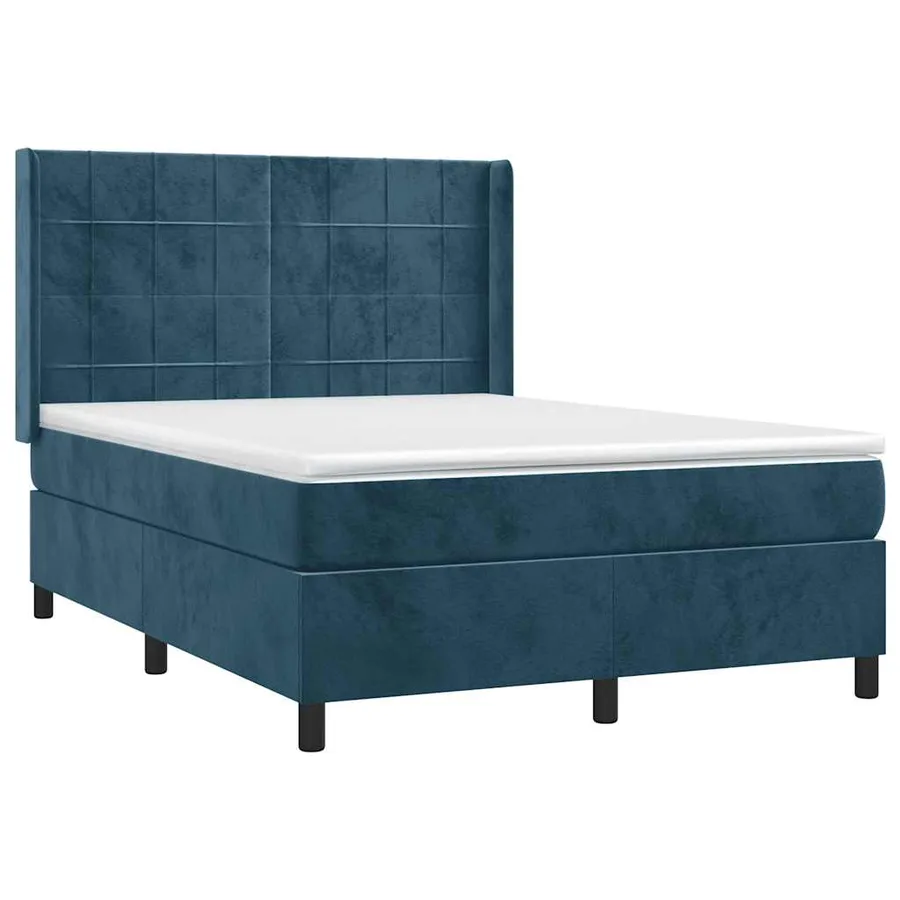 Sommier à lattes de lit matelas et LED Bleu foncé 140x190 cm - 3