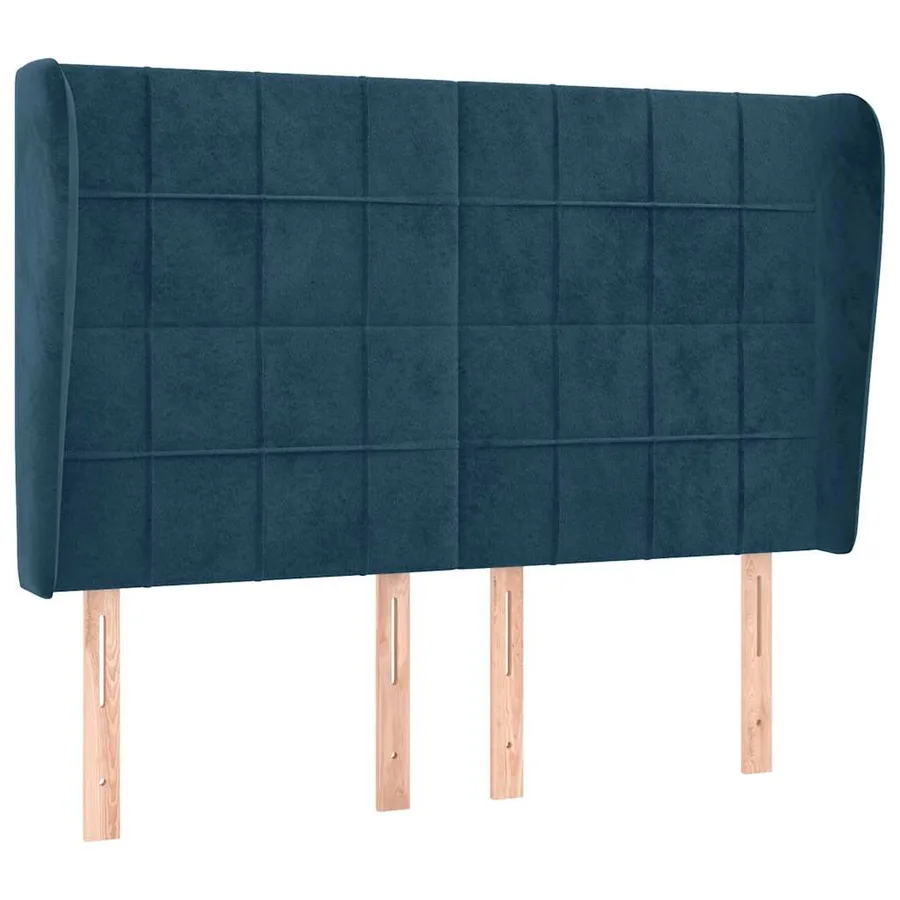 Tête de lit avec oreilles Bleu foncé 147x23x118/128 cm Velours - 2