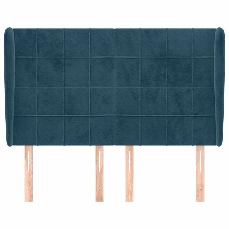 Tête de lit avec oreilles Bleu foncé 147x23x118/128 cm Velours - 3