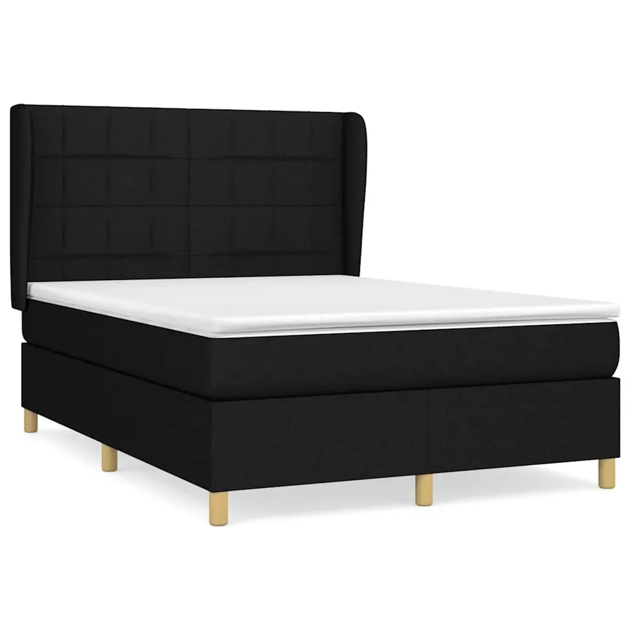 Sommier à lattes de lit avec matelas Noir 140x190 cm Tissu - 2