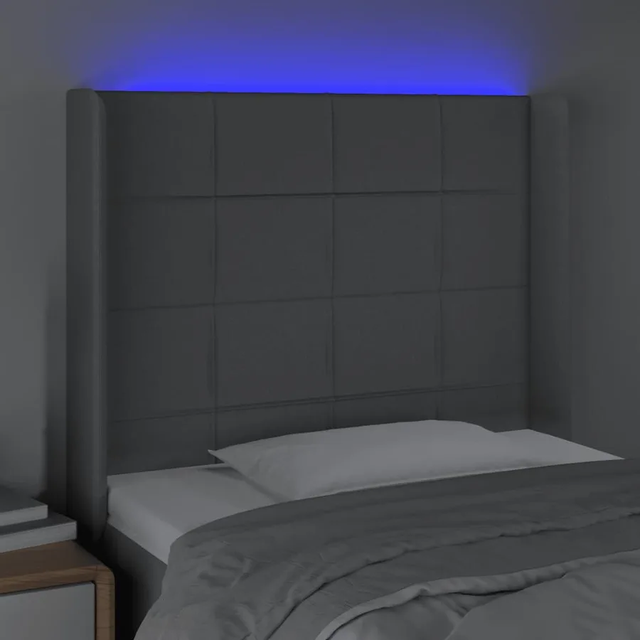 Tête de lit à LED Gris clair 83x16x118/128 cm Tissu - 4