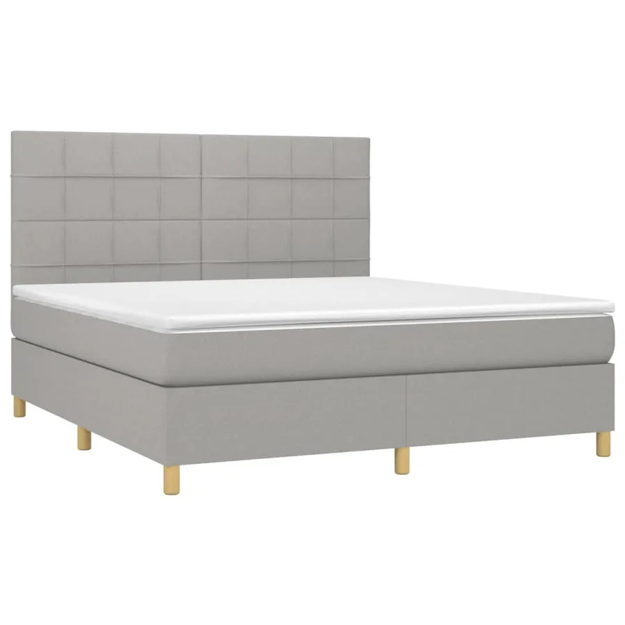 Sommier à lattes de lit matelas et LED Gris clair 160x200 cm - 3