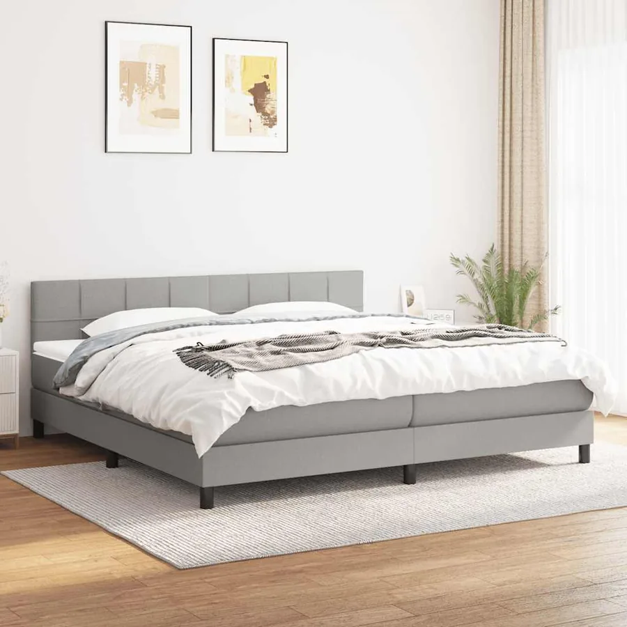 Sommier à lattes de lit avec matelas Gris clair 160x200cm Tissu