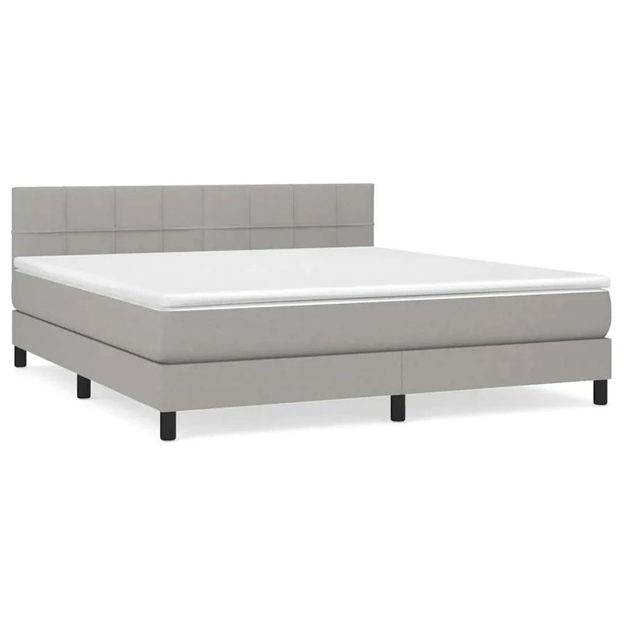 Sommier à lattes de lit avec matelas Gris clair 160x200cm Tissu - 2