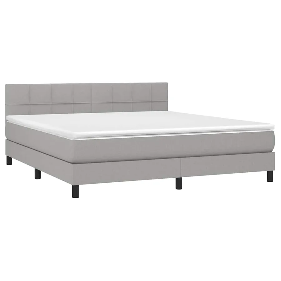 Sommier à lattes de lit avec matelas Gris clair 160x200cm Tissu - 3