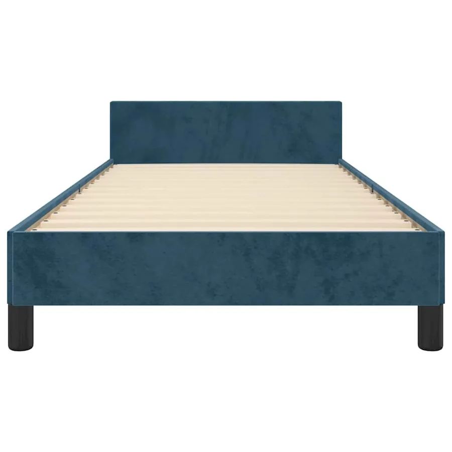 Cadre de lit sans matelas bleu foncé 90x200 cm velours - 5