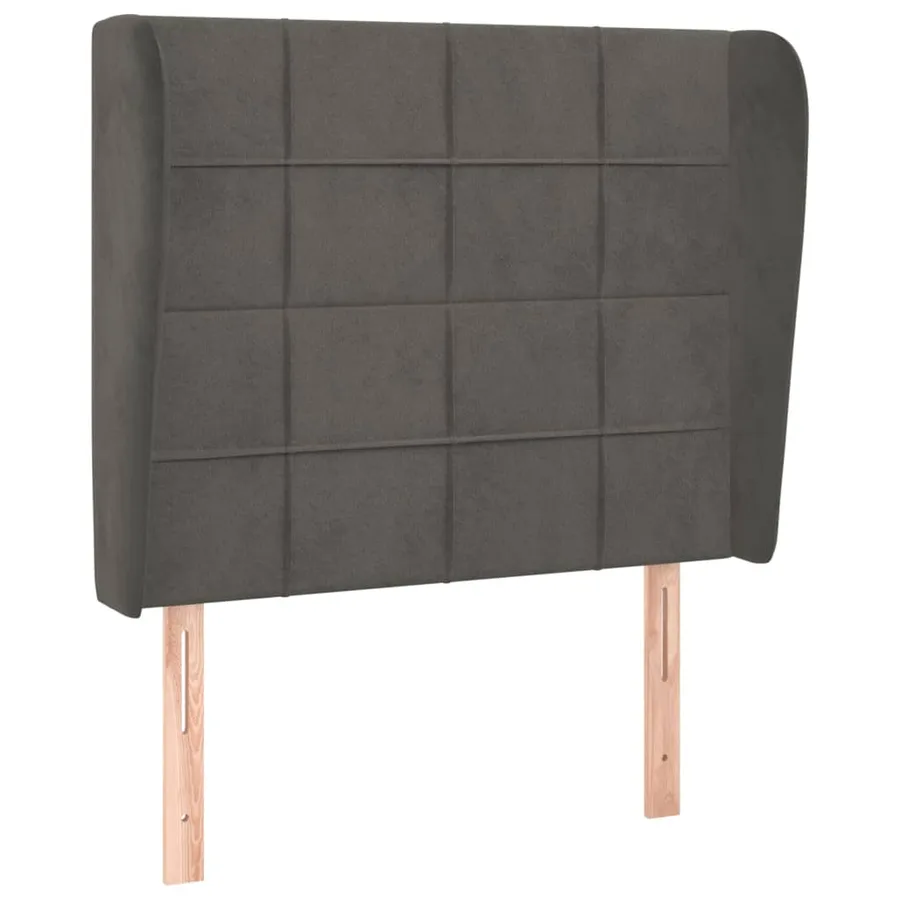 Tête de lit avec oreilles Gris foncé 93x23x118/128 cm Velours - 2