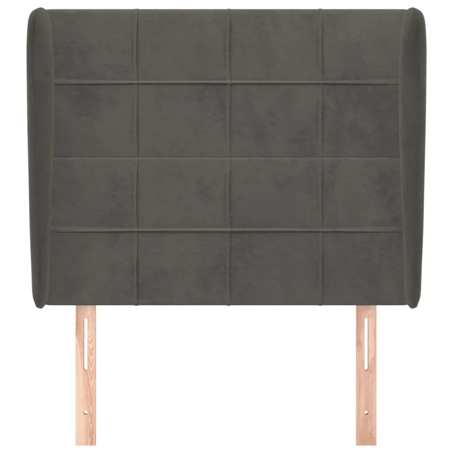 Tête de lit avec oreilles Gris foncé 93x23x118/128 cm Velours - 3