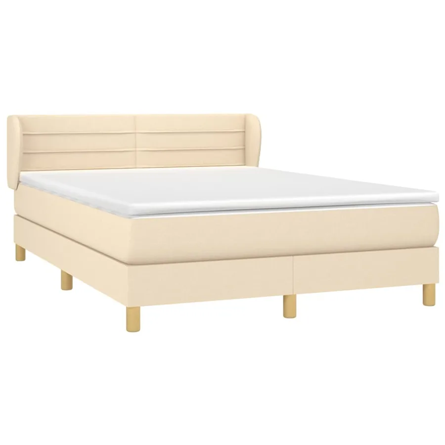 Sommier à lattes de lit avec matelas Crème 140x200 cm Tissu - 3