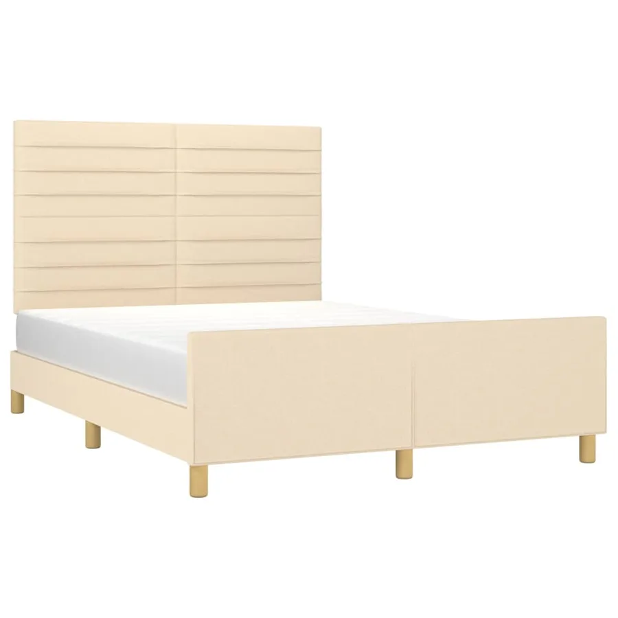 Cadre de lit sans matelas crème 140x190 cm tissu - 3
