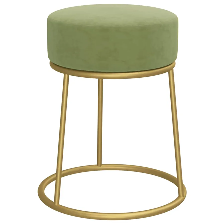 Tabouret rond Vert moutarde Velours - 2