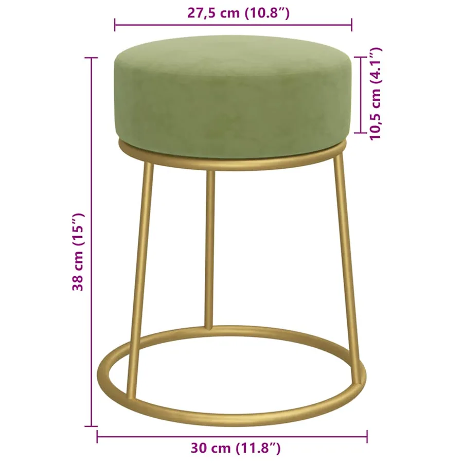 Tabouret rond Vert moutarde Velours - 6