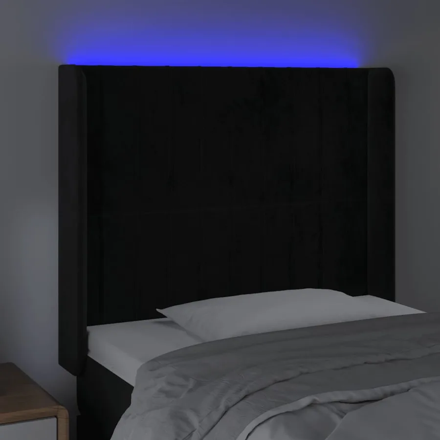 Tête de lit à LED Noir 83x16x118/128 cm Velours - 4