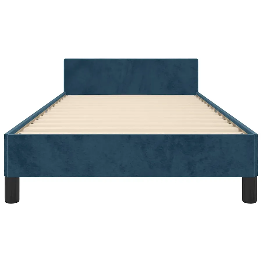 Cadre de lit sans matelas bleu foncé 90x190 cm velours - 6