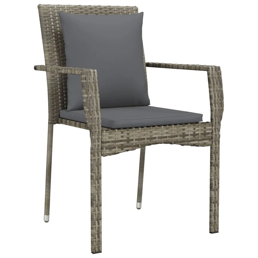 Ensemble à manger jardin et coussins 7 pcs gris rotin - 5