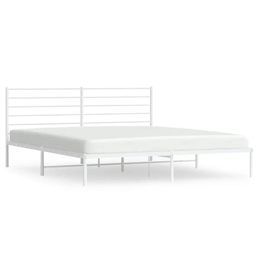 Cadre de lit métal sans matelas et tête de lit blanc 180x200 cm - 2