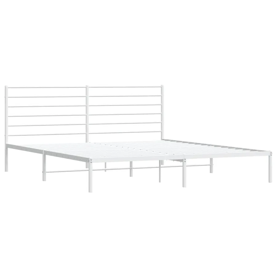Cadre de lit métal sans matelas et tête de lit blanc 180x200 cm - 3