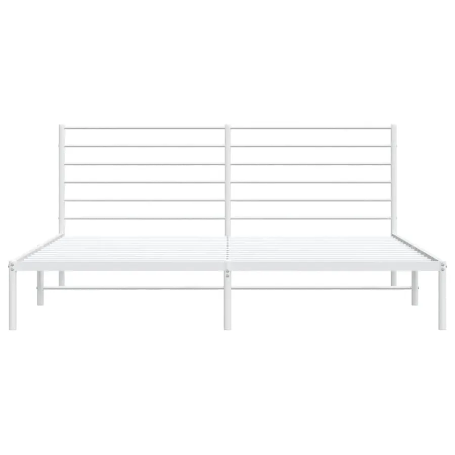 Cadre de lit métal sans matelas et tête de lit blanc 180x200 cm - 6