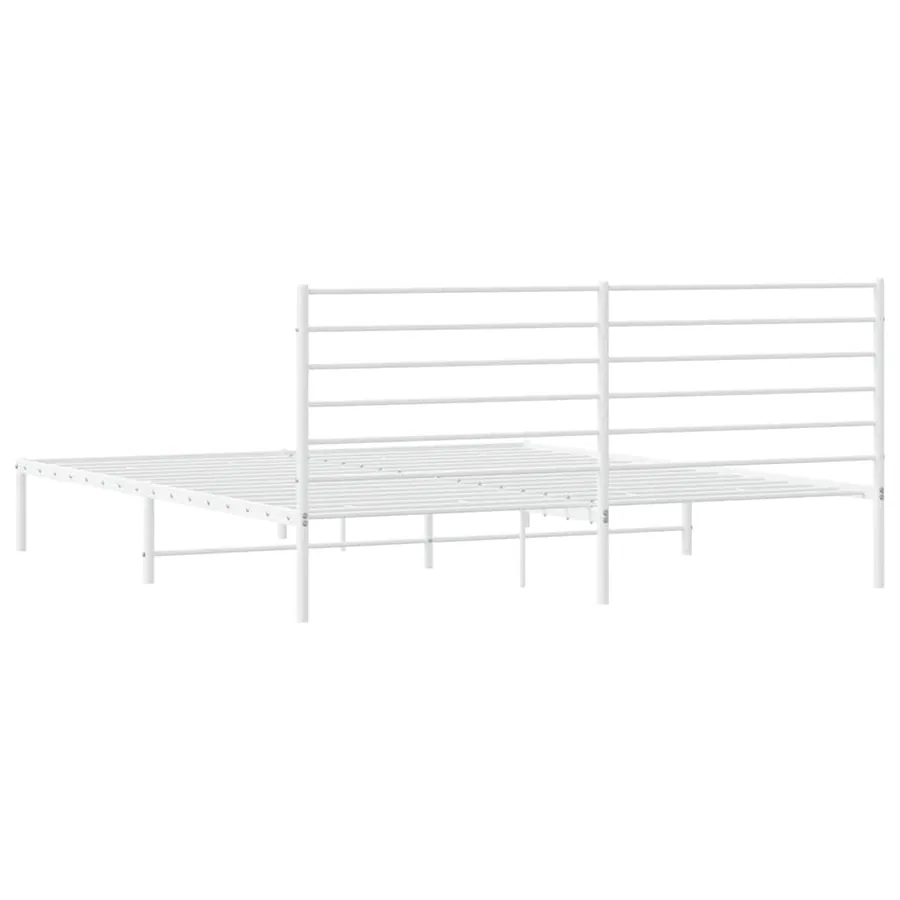Cadre de lit métal sans matelas et tête de lit blanc 180x200 cm - 8