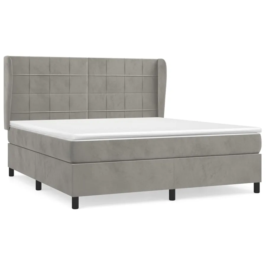 Sommier à lattes de lit et matelas Gris clair 180x200cm Velours - 2