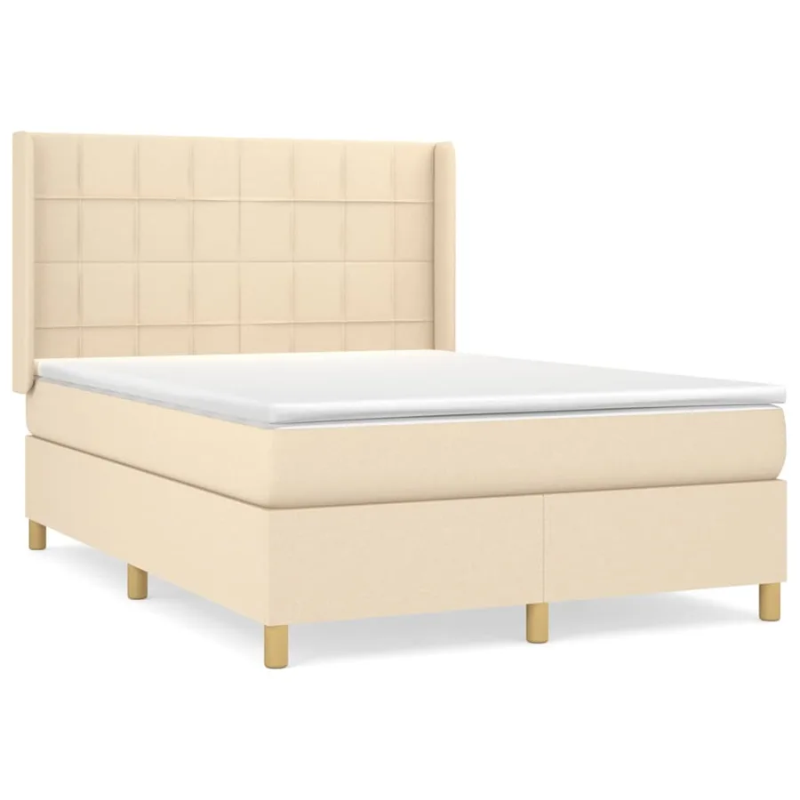 Sommier à lattes de lit avec matelas Crème 140x200 cm Tissu - 2