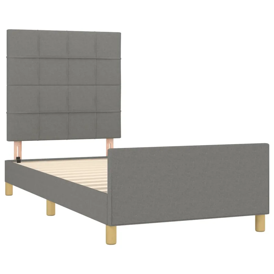Cadre de lit sans matelas gris foncé 90x190 cm tissu - 4