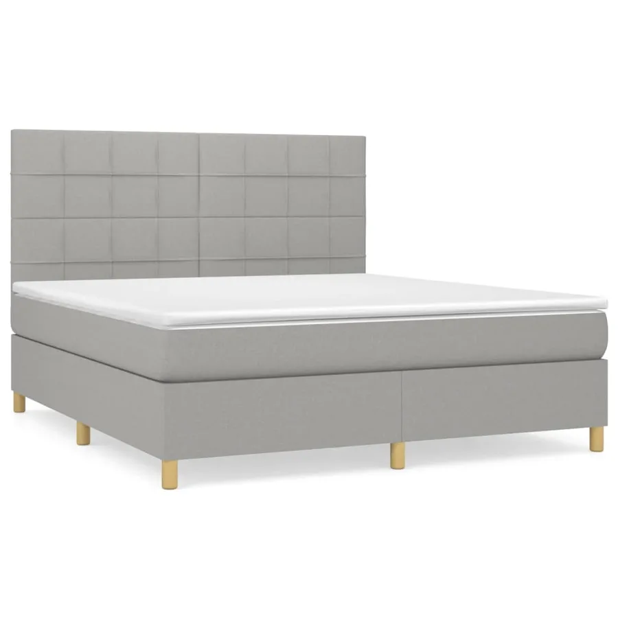 Sommier à lattes de lit avec matelas Gris clair 180x200cm Tissu - 2