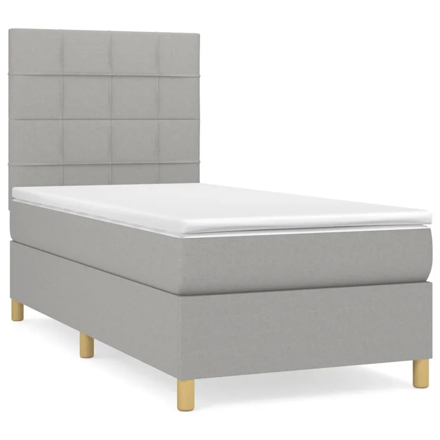 Sommier à lattes de lit avec matelas Gris clair 90x200 cm Tissu - 2