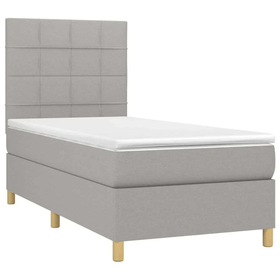 Sommier à lattes de lit avec matelas Gris clair 90x200 cm Tissu - 3