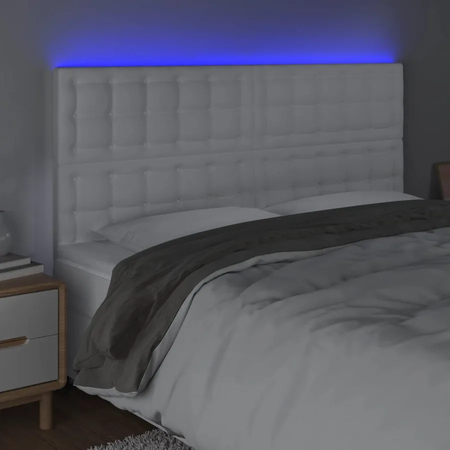 Tête de lit à LED Blanc 180x5x118/128 cm Similicuir - 3