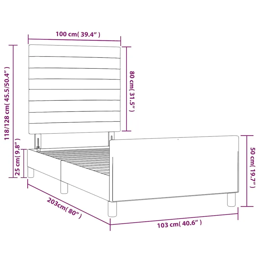 Cadre de lit sans matelas vert foncé 100x200 cm velours - 12