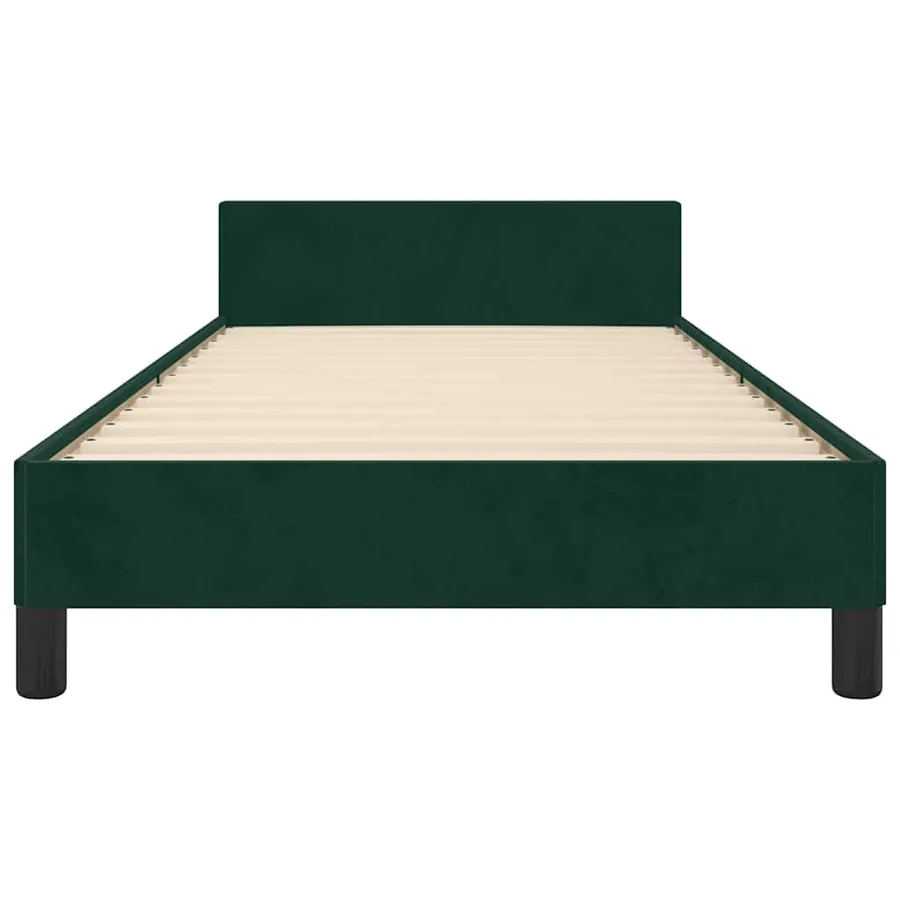 Cadre de lit sans matelas vert foncé 100x200 cm velours - 6