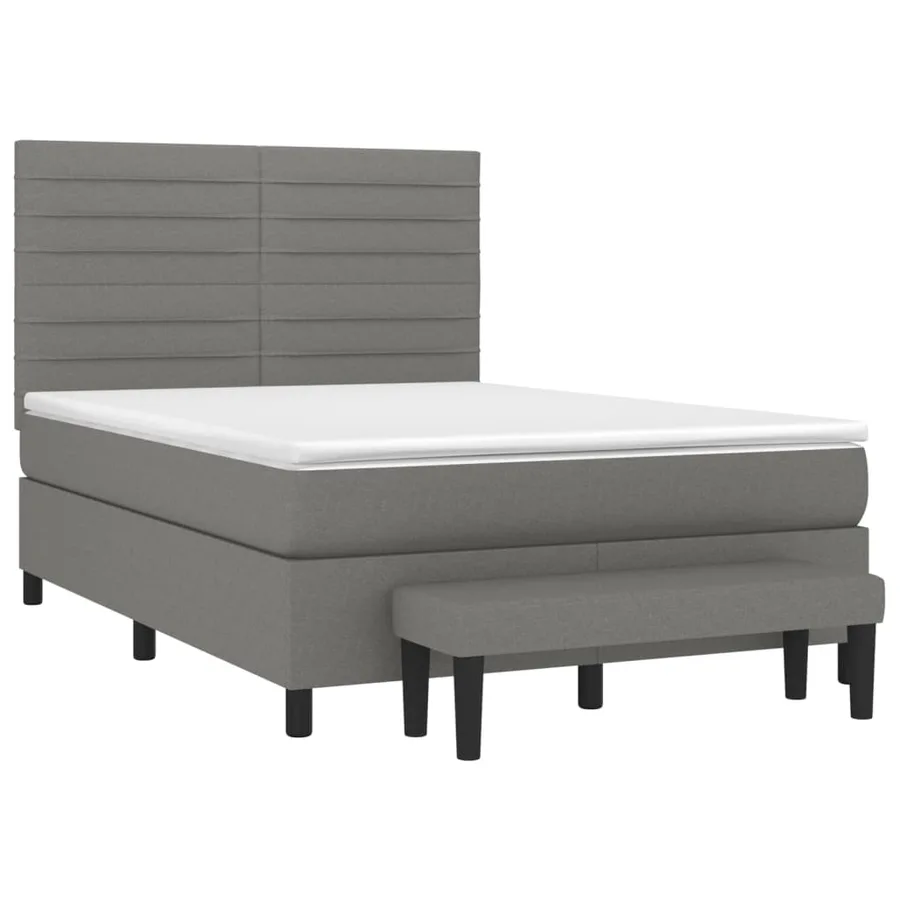 Sommier à lattes de lit avec matelas Gris foncé 140x190cm Tissu - 3