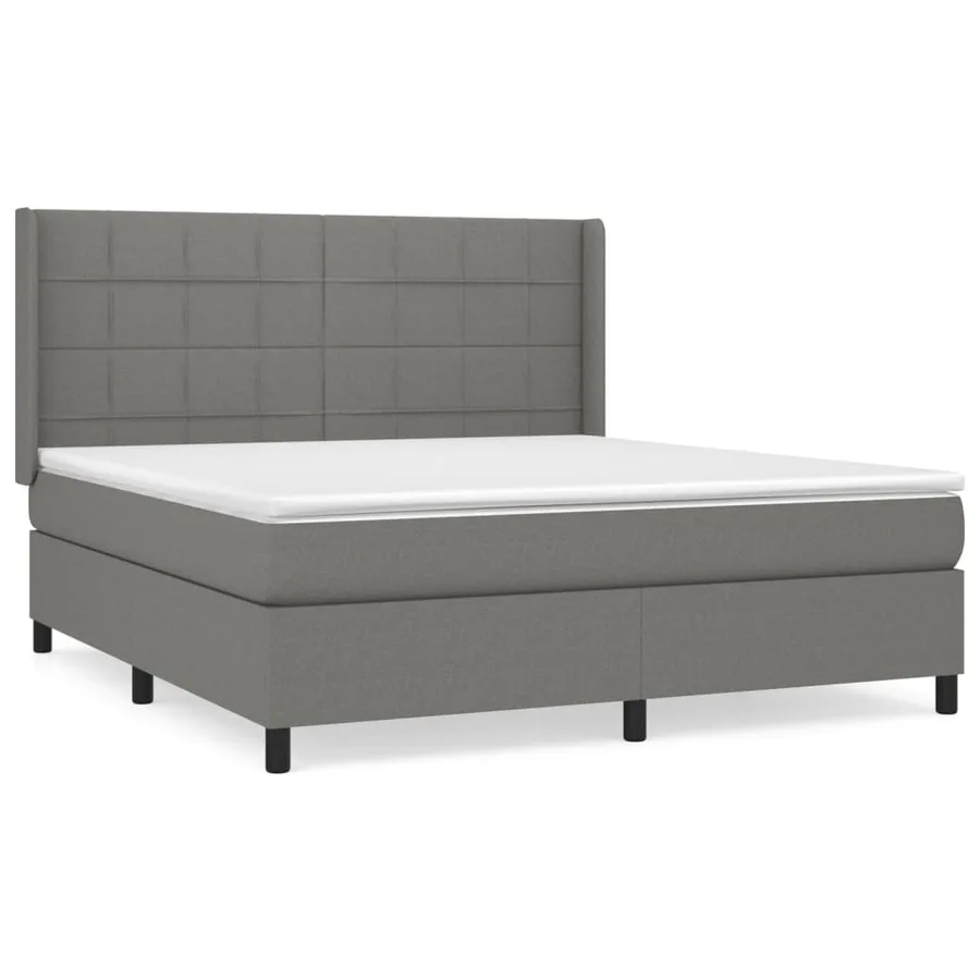 Sommier à lattes de lit avec matelas Gris foncé 160x200cm Tissu - 2