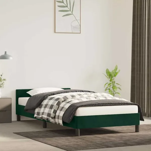 Cadre de lit sans matelas vert foncé 100x200 cm velours