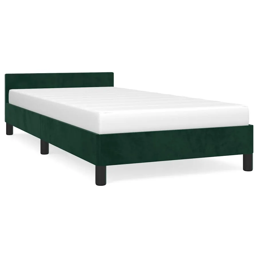 Cadre de lit sans matelas vert foncé 100x200 cm velours - 2