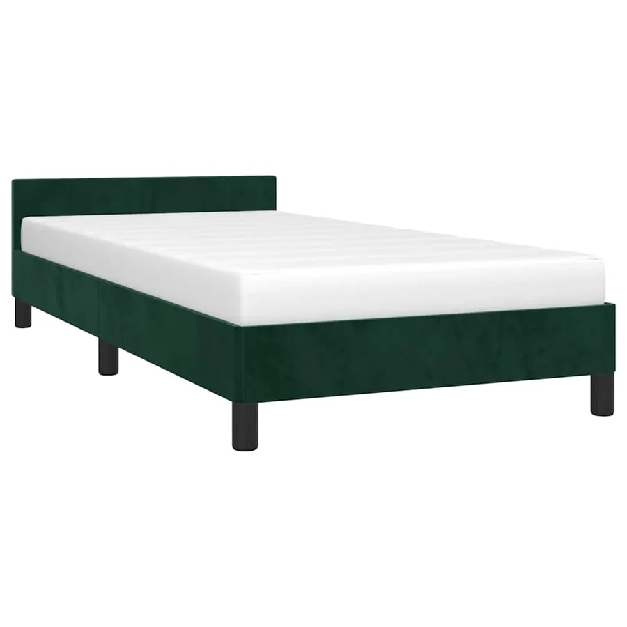 Cadre de lit sans matelas vert foncé 100x200 cm velours - 3