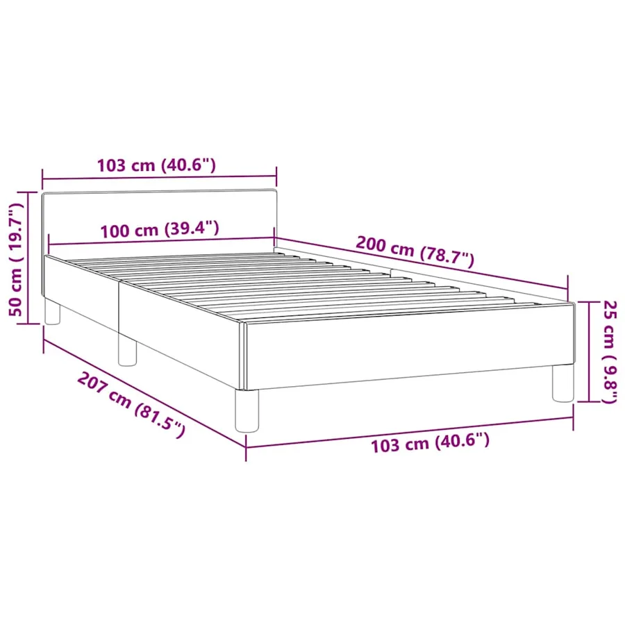 Cadre de lit sans matelas vert foncé 100x200 cm velours - 9