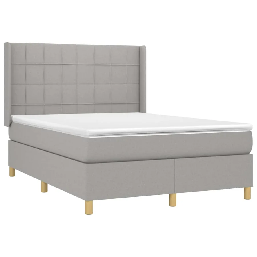 Sommier à lattes de lit et matelas et LED Gris clair 140x190 cm - 4