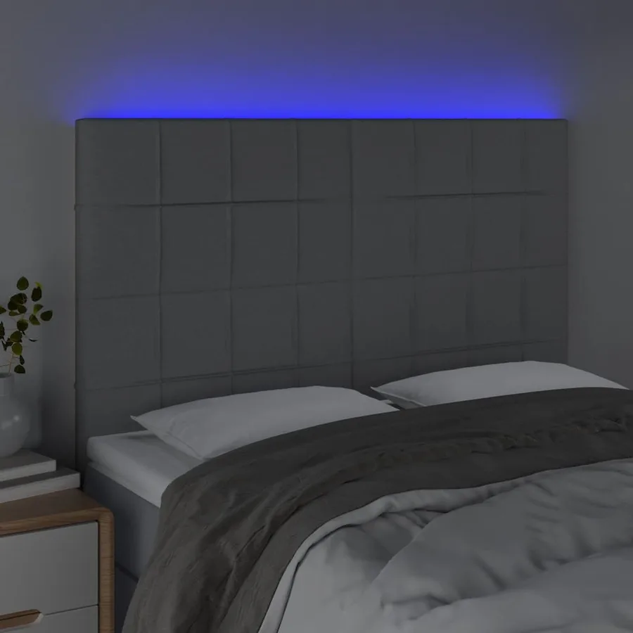 Tête de lit à LED Gris clair 144x5x118/128 cm Tissu - 3