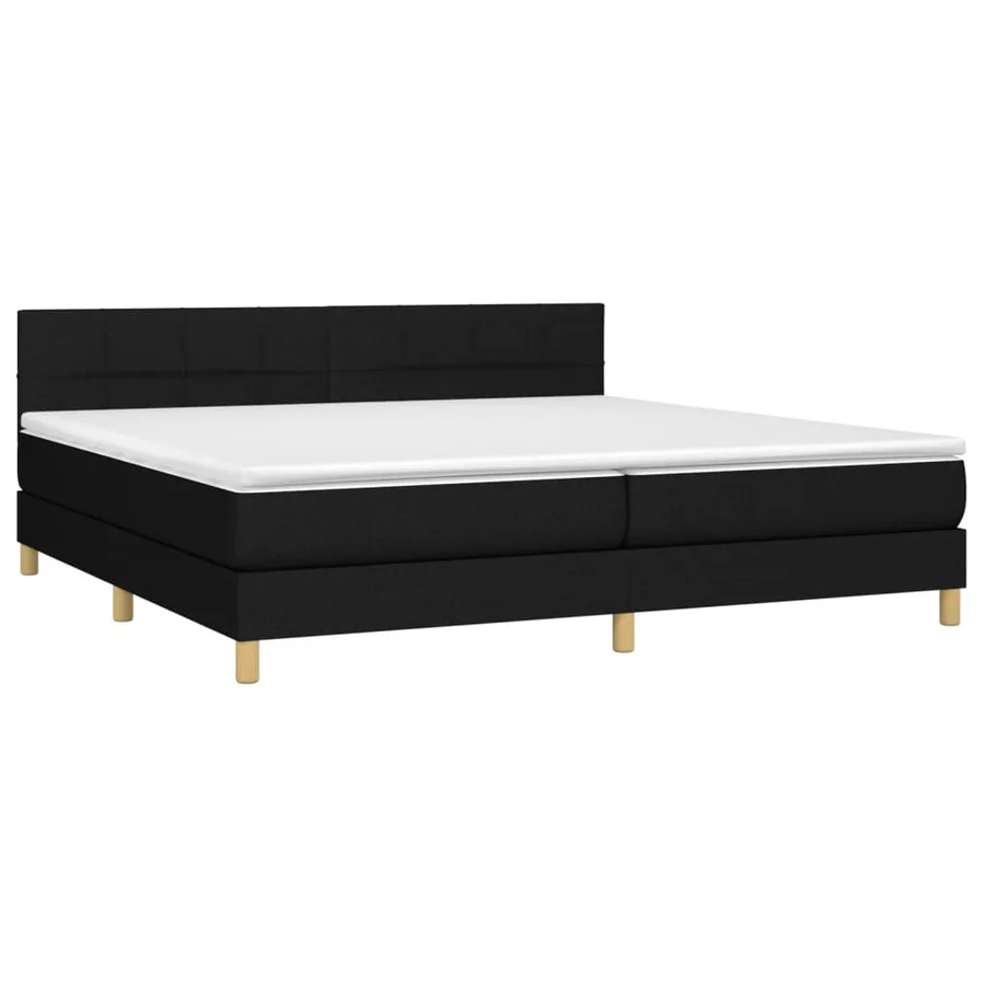 Sommier à lattes de lit et matelas et LED Noir 200x200 cm Tissu - 3