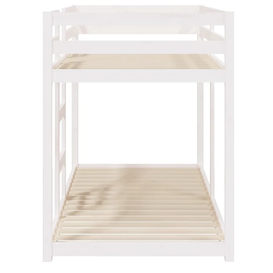 Lit superposé sans matelas blanc 80x200 cm bois de pin massif - 6