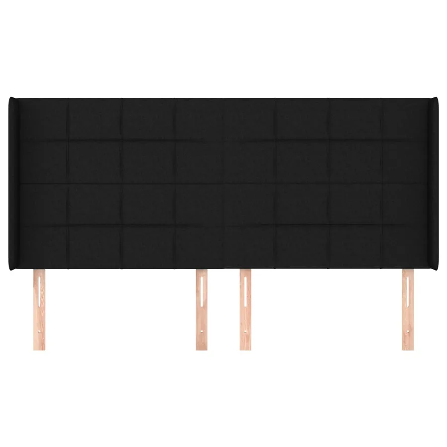 Tête de lit avec oreilles Noir 203x16x118/128 cm Tissu - 3