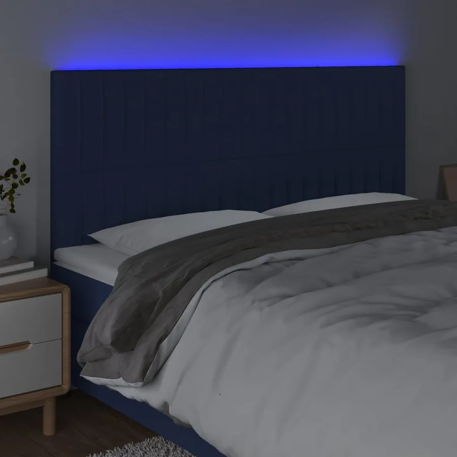 Tête de lit à LED Bleu 180x5x118/128 cm Tissu - 3