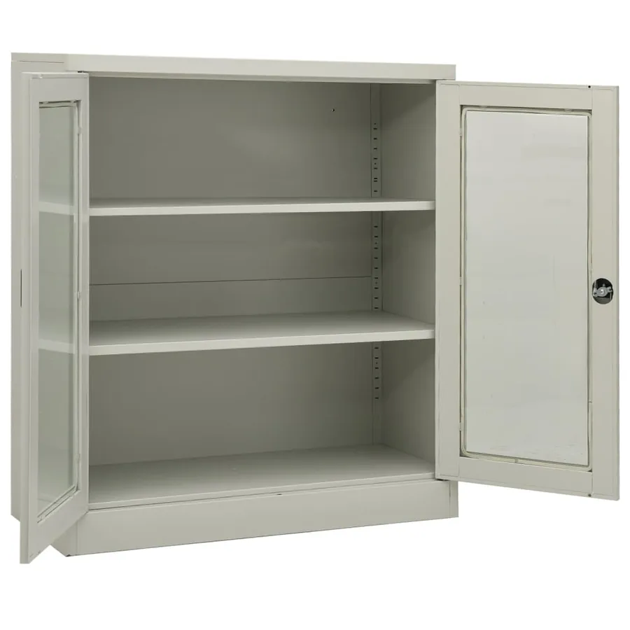 Armoire de bureau Gris clair 90x40x105 cm Acier - 5