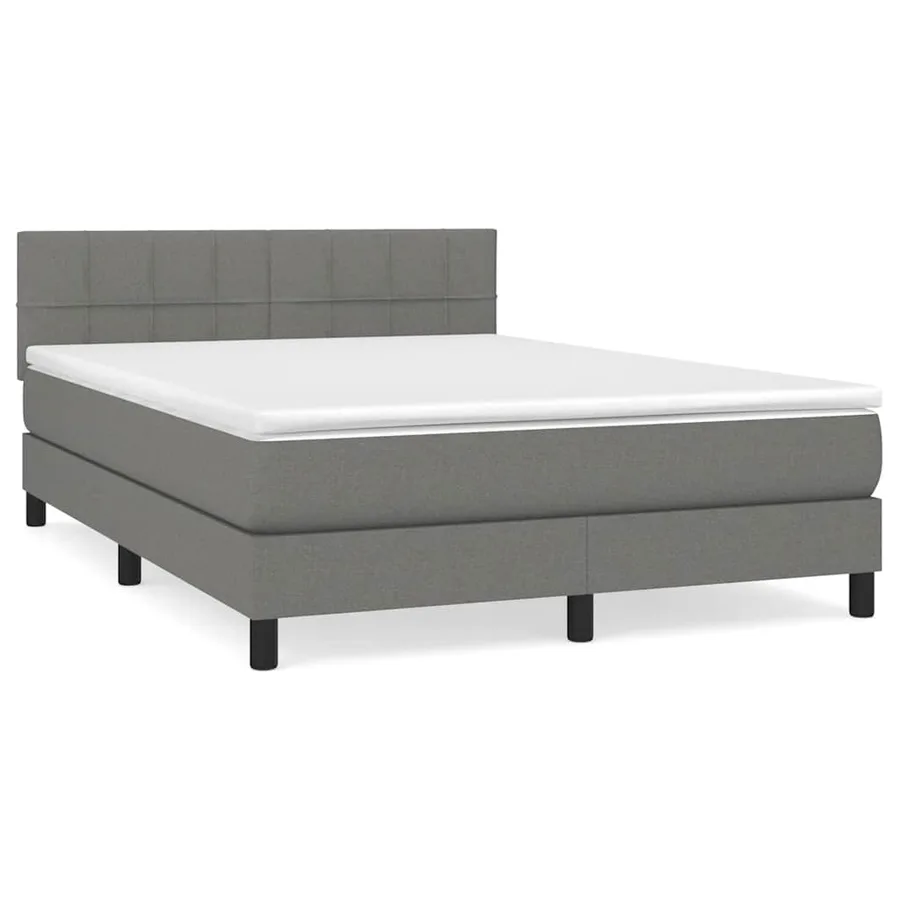 Sommier à lattes de lit avec matelas Gris foncé 140x190cm Tissu - 2