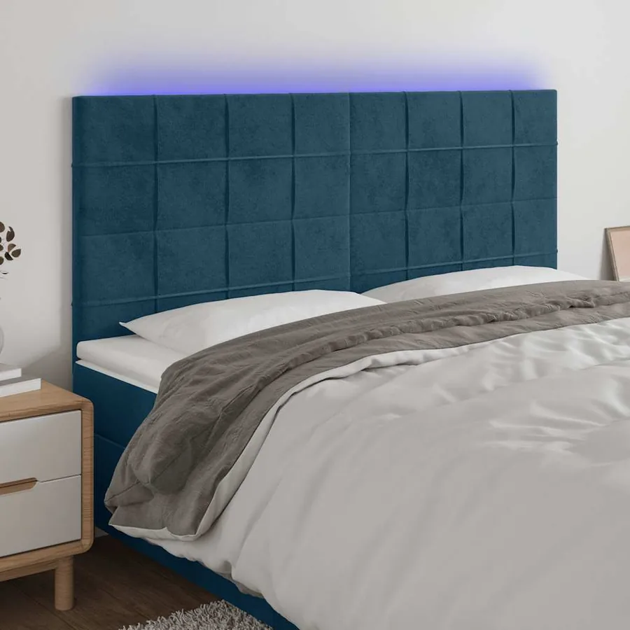 Tête de lit à LED Bleu foncé 180x5x118/128 cm Velours