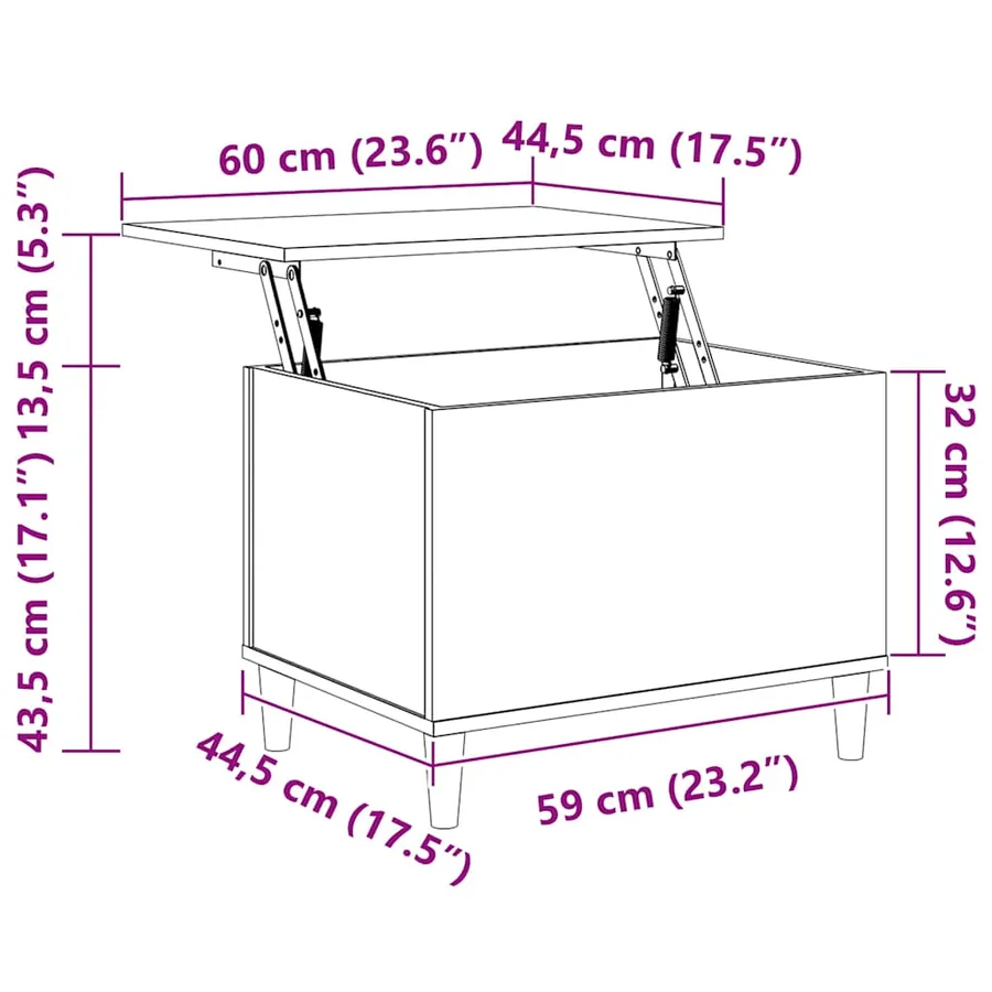 Table basse Sonoma gris 60x44,5x45 cm Bois d'ingénierie - 10
