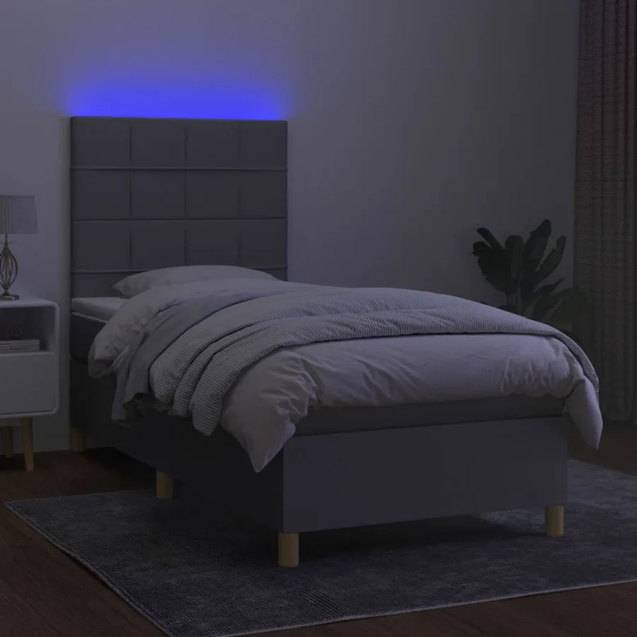 Sommier à lattes de lit matelas et LED Gris clair 100x200 cm - 4