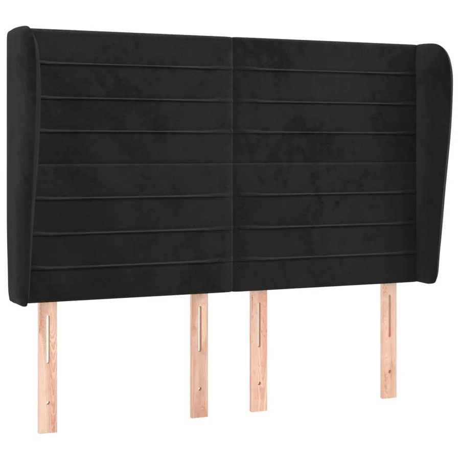 Tête de lit avec oreilles Noir 147x23x118/128 cm Velours - 2